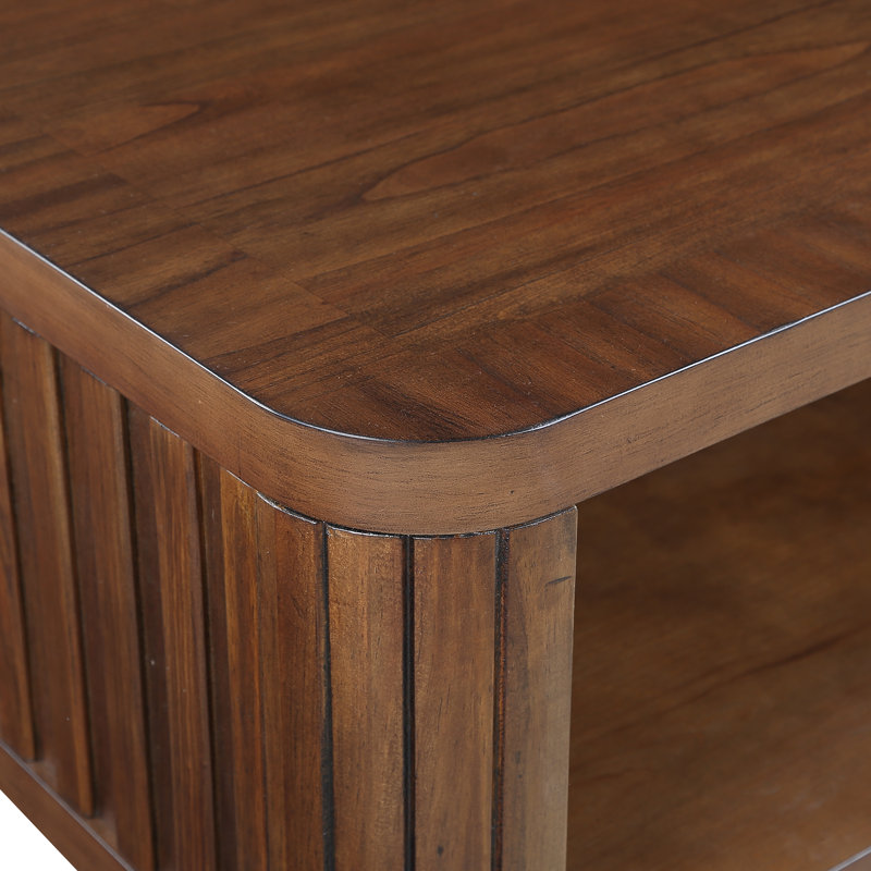 Valen 41.5" Walnut Solid Wood Coffee Table, Brown/Espresso Wood