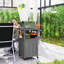 Table de barbecue avec plateau en acier inoxydable, table de four à pizza, gris foncé, bois