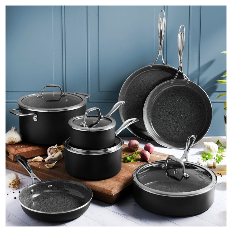 HENCKELS Capri Cookware Set Grey 11 Piece, Aluminum
