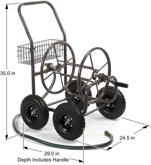 Backyard Expressions Metal Cart Hose Reel