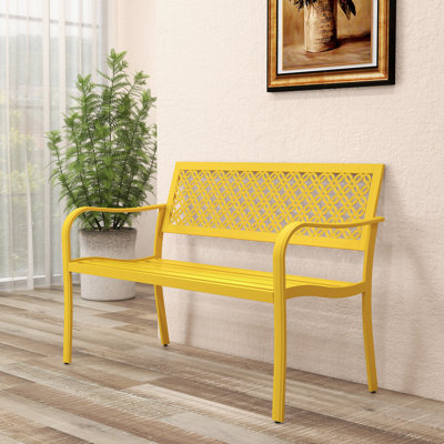 Eveliina Steel Carved-back Floral Bench