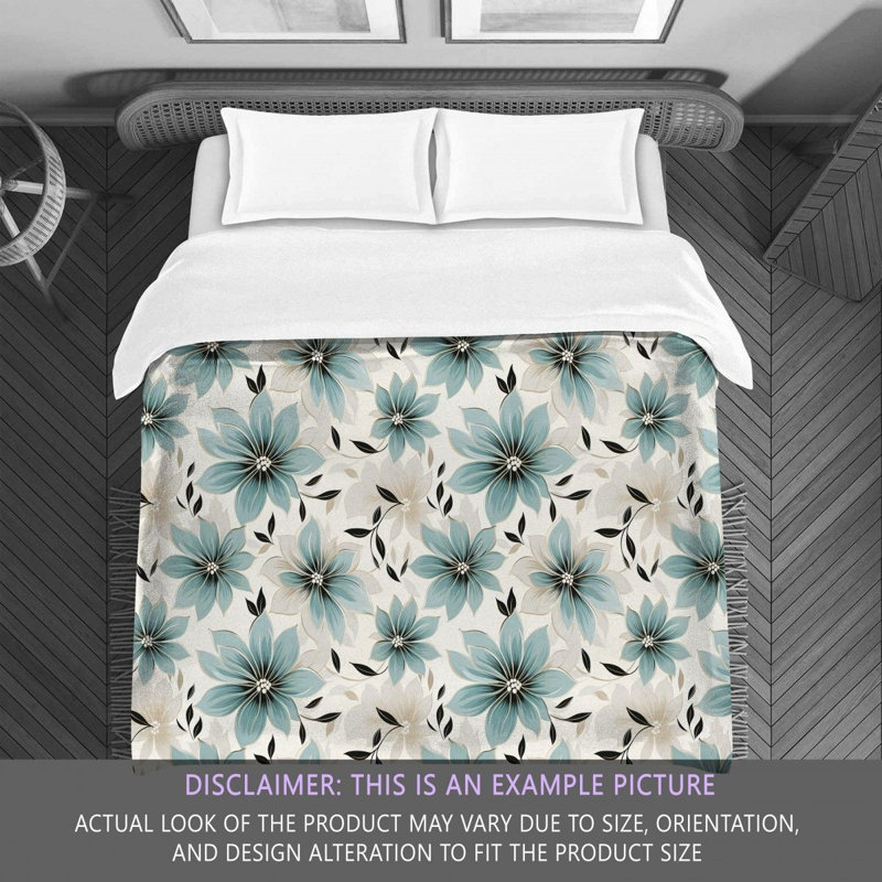 Polyester Floral Comforter, King Comforter, Silver/Green