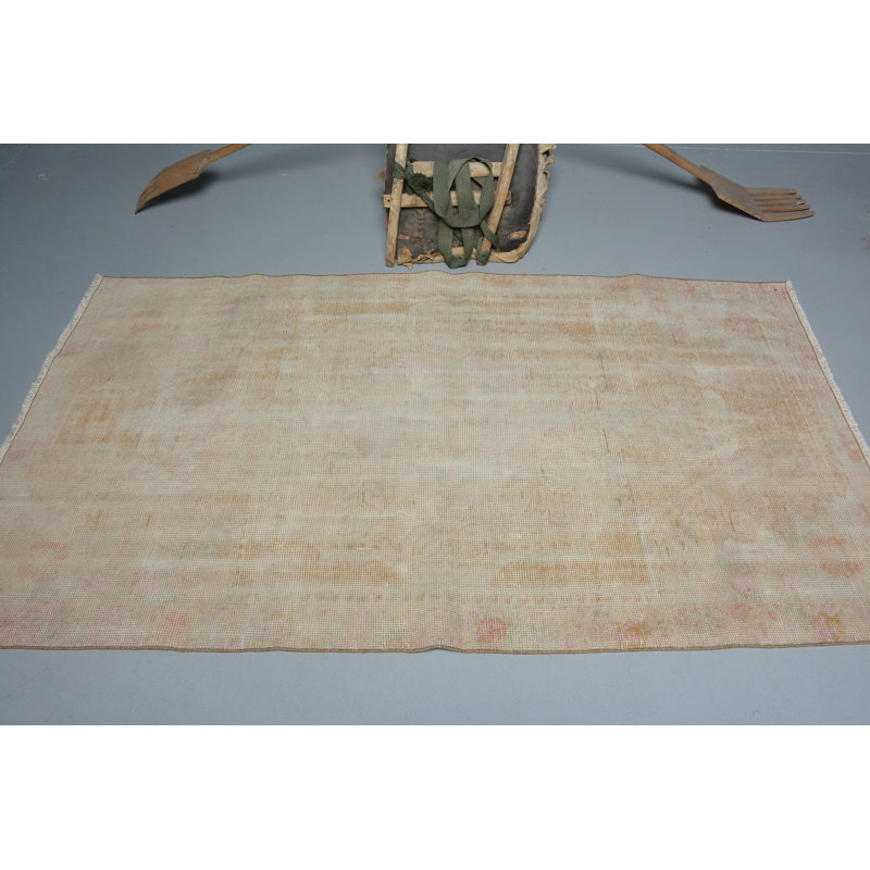 Tapis turc, tapis frais, tapis oriental, tapis rétro, tapis orange de 4,1 x 7,1 pi