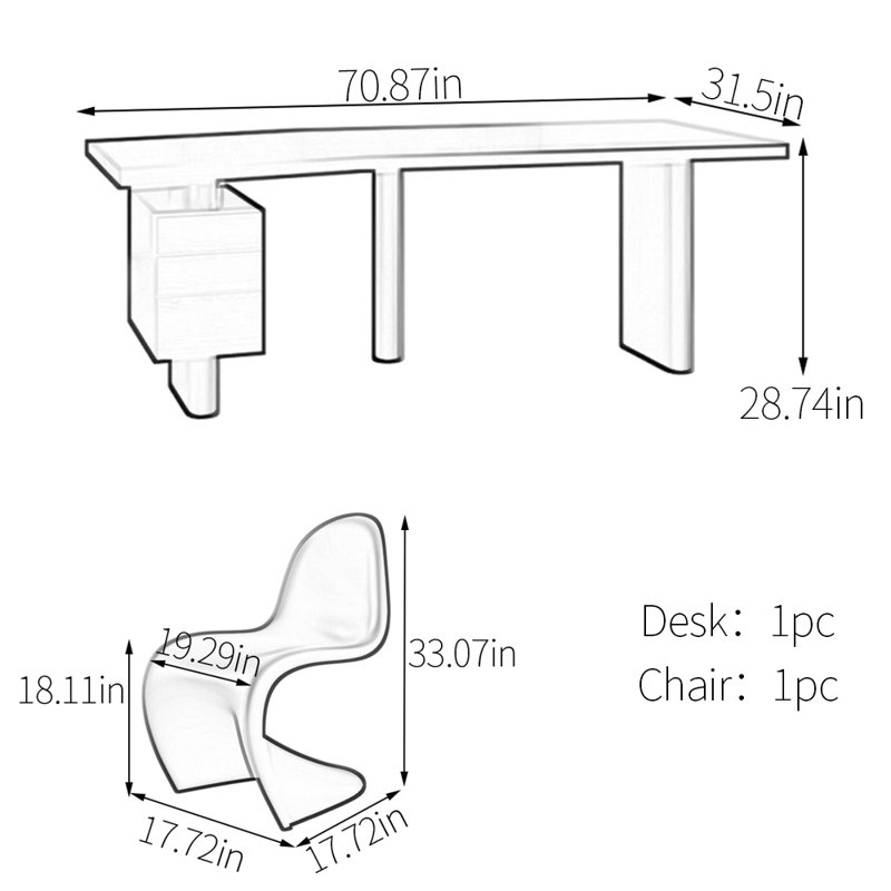Parven, H 28,74 po x l 70,87 po x P 31,5 po