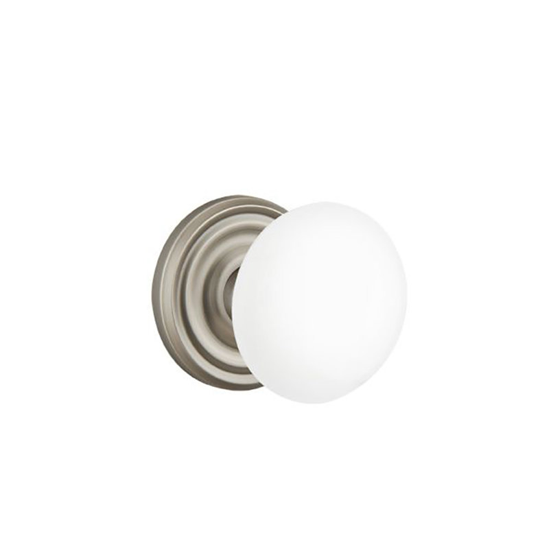 Passage Ice White Knob with Regular Rose, Pewter