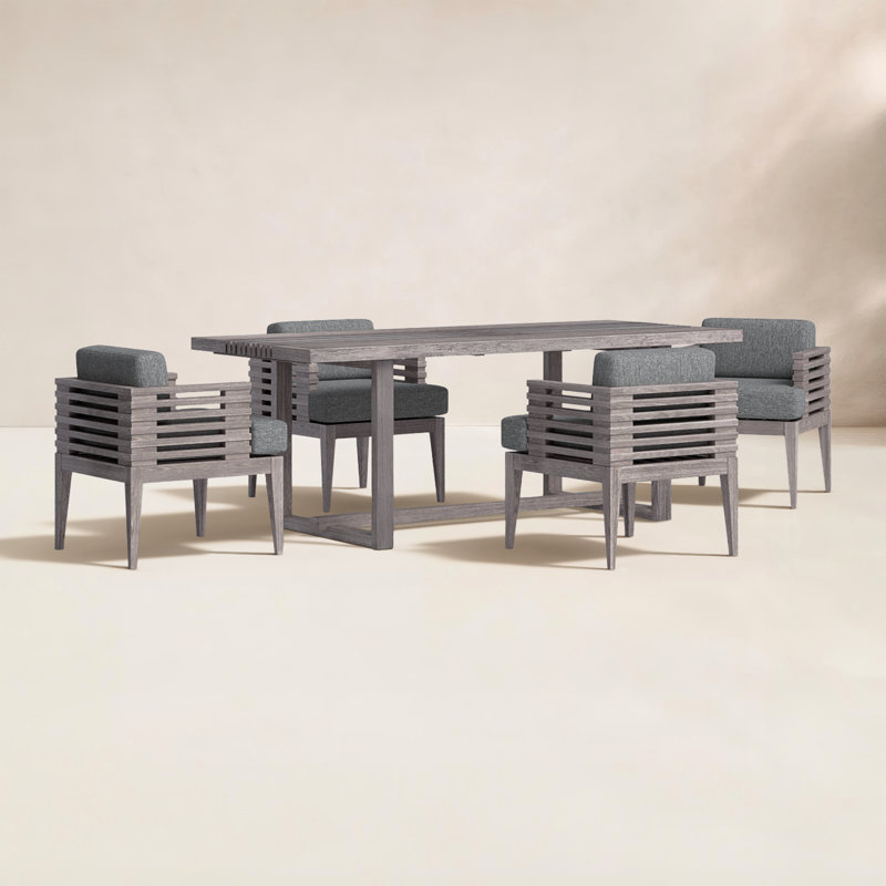 Ensemble de salle à manger rectangulaire pour 4 personnes 82 po avec coussins Aerilyn, Gris (performance), Gris