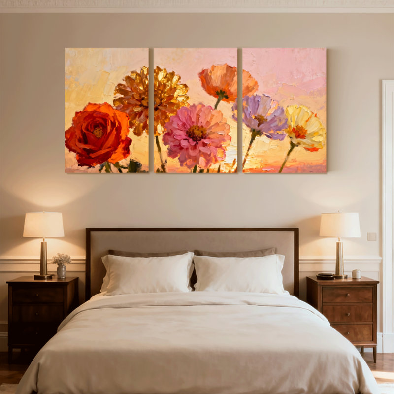 Plantes et fleurs, ensemble de 3 impressions sur toile, H 18 po x l 36 po
