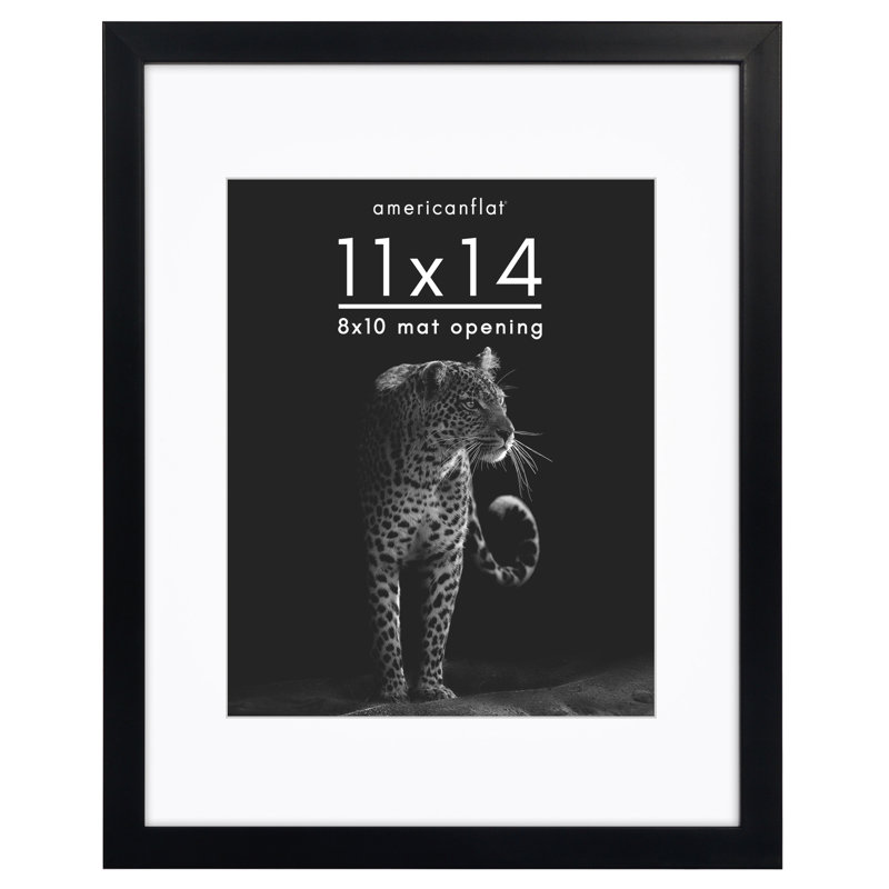 Black 11x14 Gallery-Style Picture Frame with Mat