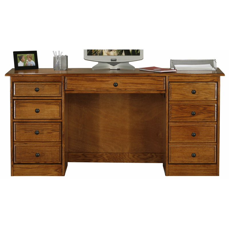 Orin Solid Wood Executive Desk, Aqua Oak
