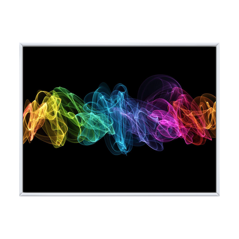 Colorful Matrix Art II - Graphic Art on Canvas, 30" H x 40" W x 1.5" D, White Floater Framed