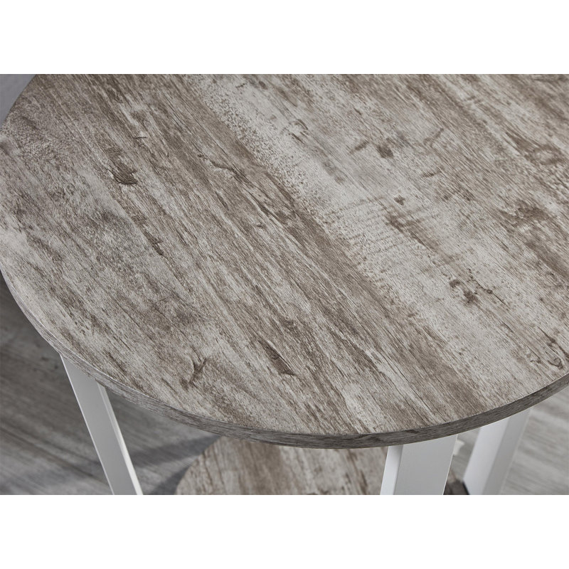 Table de bout ronde avec tablette Elysian, Blanc, Gris