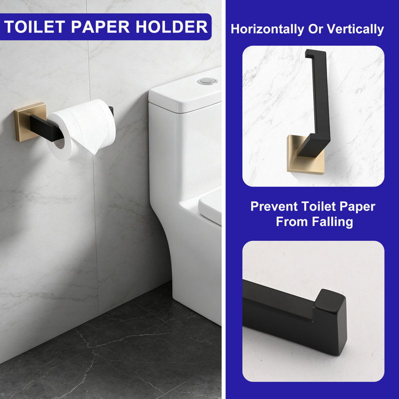 5 - Piece Bathroom Hardware Set, Gold+Matte Black