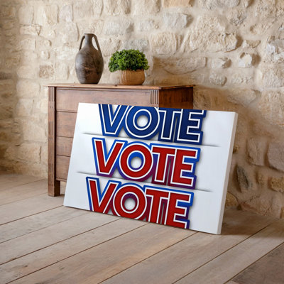 Toile, "Design A Vibrant", art textuel mettant en vedette le mot "VOTE"