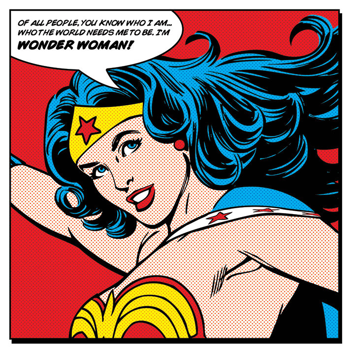 Wonder Woman Quote Graphic Art Print, 85cm H x  85cm W, Linen