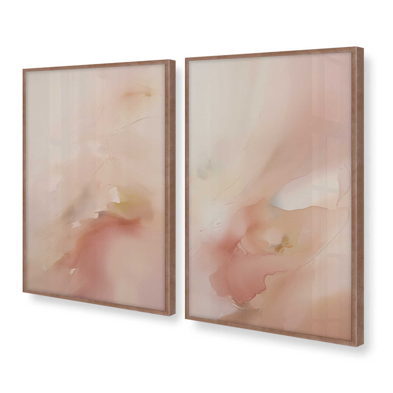 Pastel Paradise Delight, ensemble de 2 impressions dans un cadre, Rose poudre, H 37,25 po x l 50,5 po