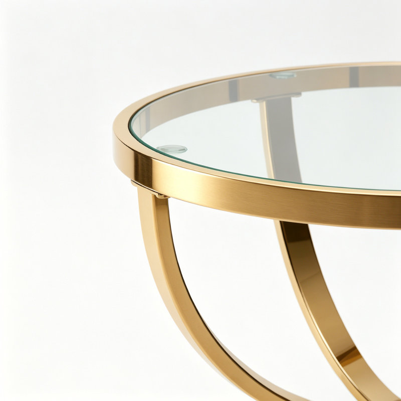 Table d'appoint moderne en verre à structure en anneau à 2 niveaux pour salon, chambre à coucher et bureau, Transparent, Doré