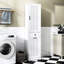 Armoire à linge blanche compacte avec matériaux et espace de rangement Tablette fonctionnelle compacte
