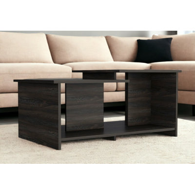 35" Espresso Wood Coffee Table With Shelf