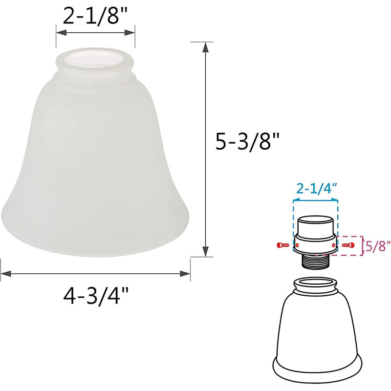 Frosted Glass Bell Ceiling Fan Replacement Shades, Set of 4