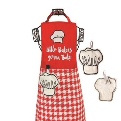  Little Bakers Gonna Bake Cotton Apron and Hand Towel Set 12" H