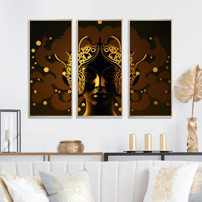 «Golden Consciousness Woman III», reproduction sur toile 3 pièces