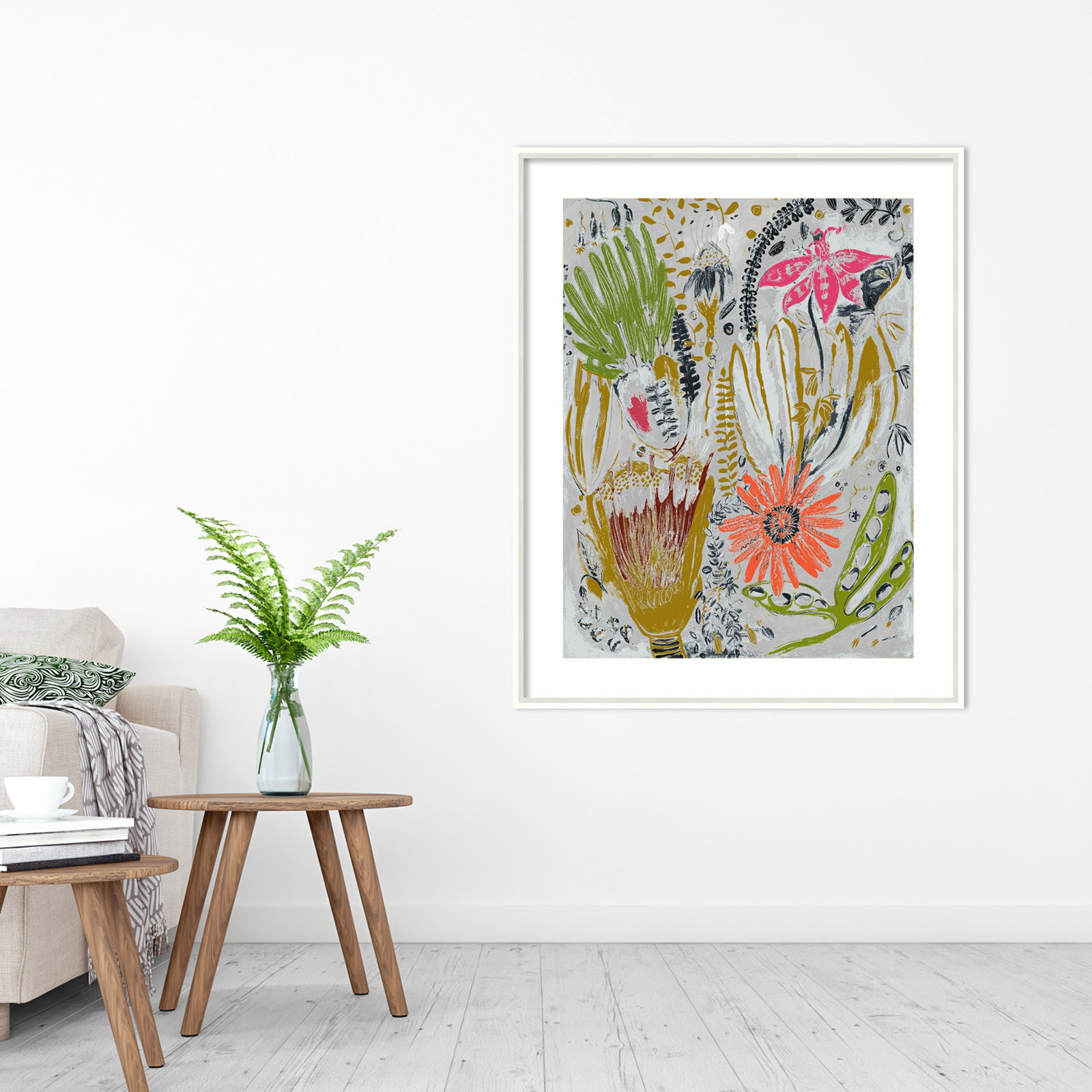 Tropical Blooms by Maya Woods, White, 33" W x 41" H