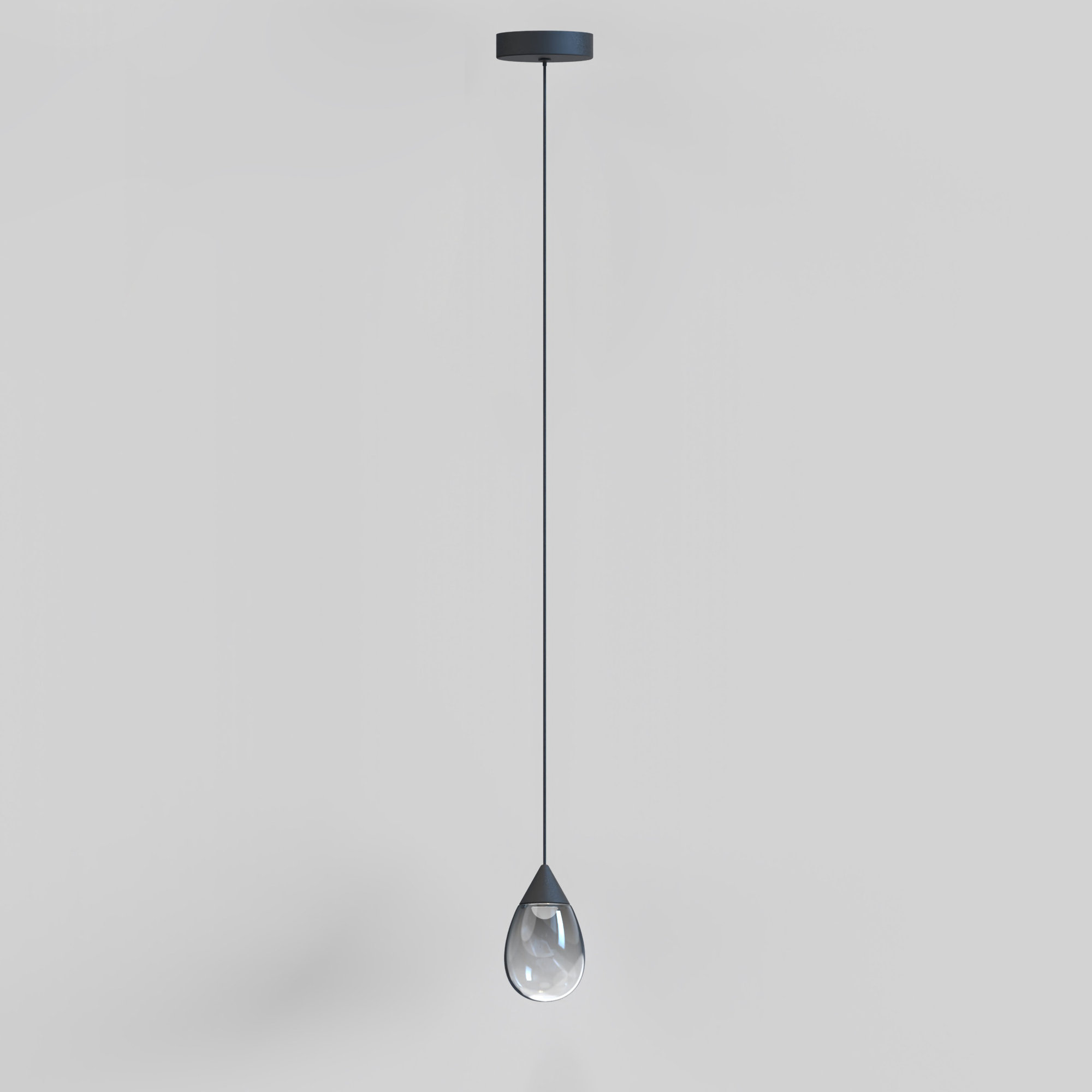 Aliceann Single Light Glass Dimmable Pendant, Smoke, Matte Black