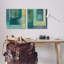 «Asymmetric Soft Abstract Shapes Blue Green Yellow» par Brent Nelson - ensemble de 2 impressions d'art graphique