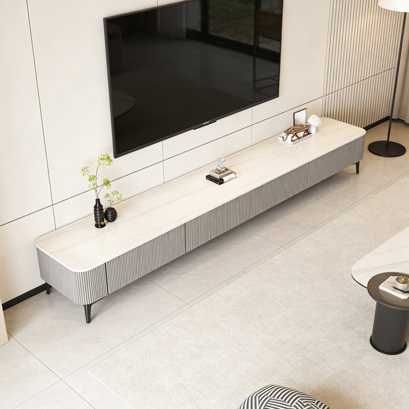 Meuble télé Rock Slab, H 15,35 po x L 86,61 po x l 11,81 po, Blanc / gris / noir