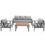 Ensemble de conversation pour 5 personnes avec coussins et table basse-2121935616-2121935679