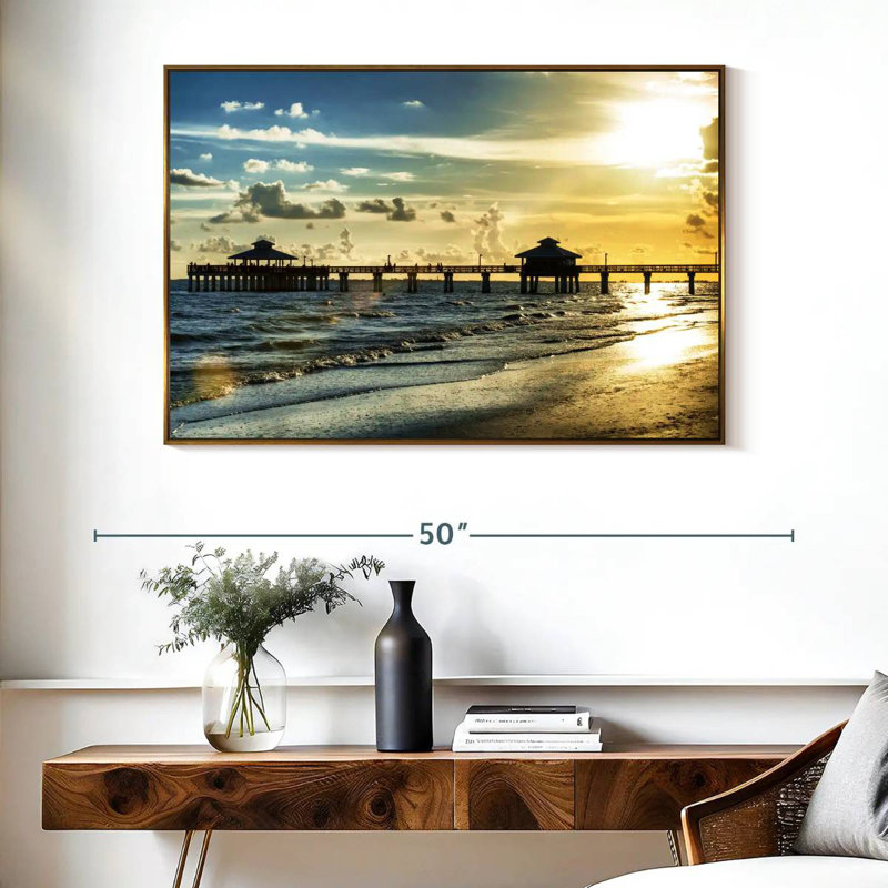 Fort Myers Pier, Floating Frame Gold, 43" X 29"