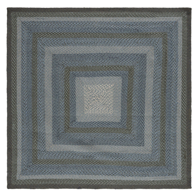 Braided Flat Weave Jute Geometric Rug, Square 6'