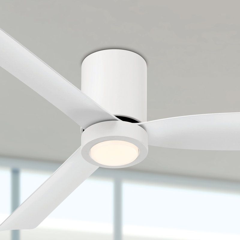 CORMAC 52 inch 3-Blade Hugger Ceiling Fan With Remote and Dimmable Light, Matte White
