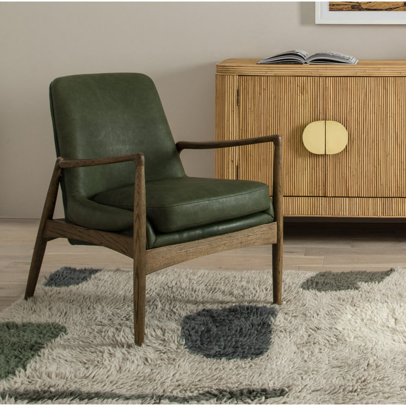 Batool Leather Armchair, Green Genuine Leather