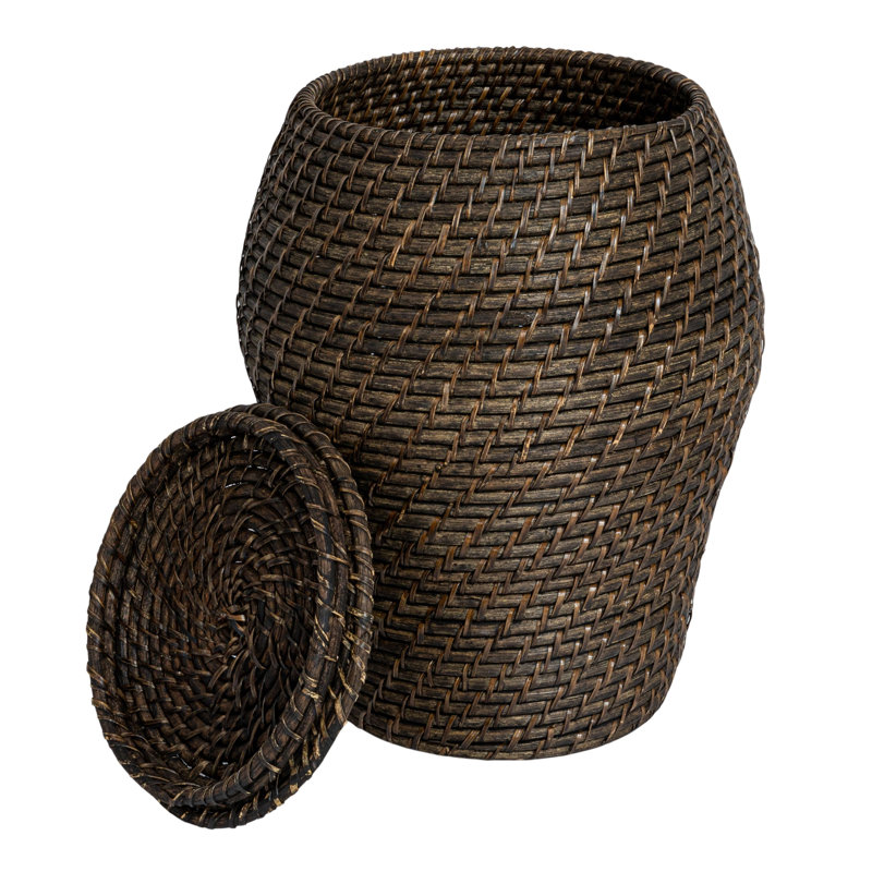 Hand Woven Rattan Decorative Basket, Black