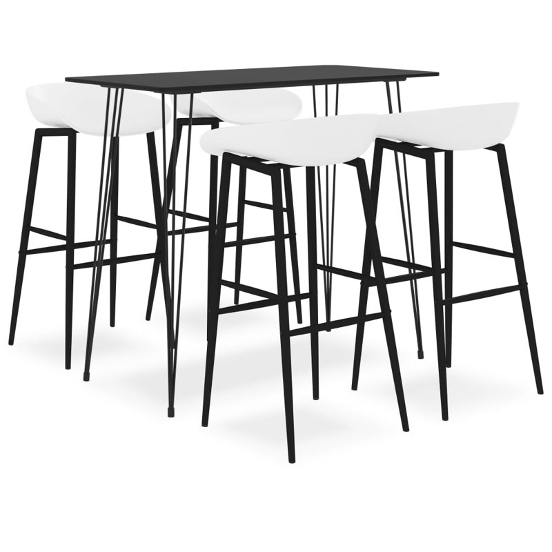 Barger 4 - Person Dining Set, Black, White/Black