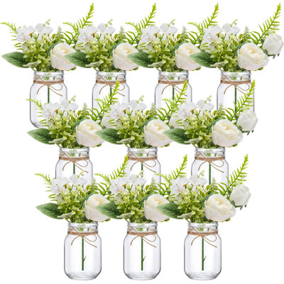 10-piece Rose Mason Jar Flower Centerpiece Set
