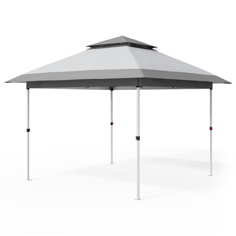 Pavillon de jardin 10 x 10 avec moustiquaire et rideaux - Auvent imperméable avec hauteur et roues réglables, Gris