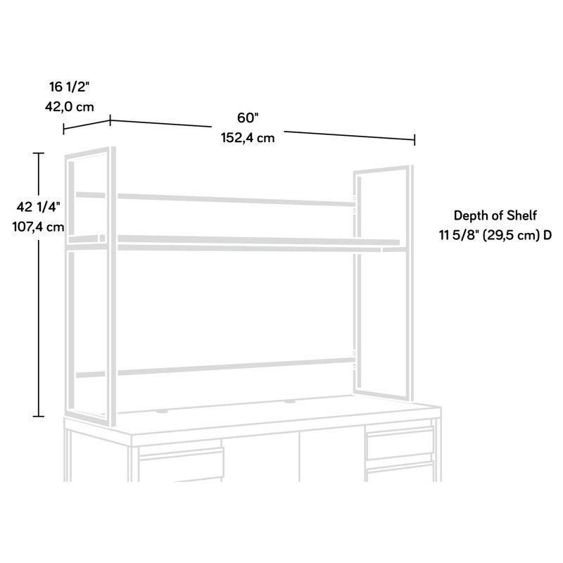 Brun contemporain pour le rangement du bureau et la flexibilité d'organisation, 1 plateau épais pour contenir les articles, 2 livres à tablettes réglables horizontales, bois d'ingénierie, profondeur 59,07 po, largeur 16,87 po, hauteur 42,62 po