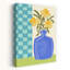 Fleurs jaunes, vase bleu, art moderne printemps-été