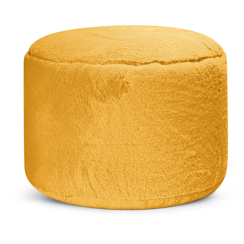 Dotcom Softy Plush Bean Bag Ottoman/Pouf, Yellow Faux Fur