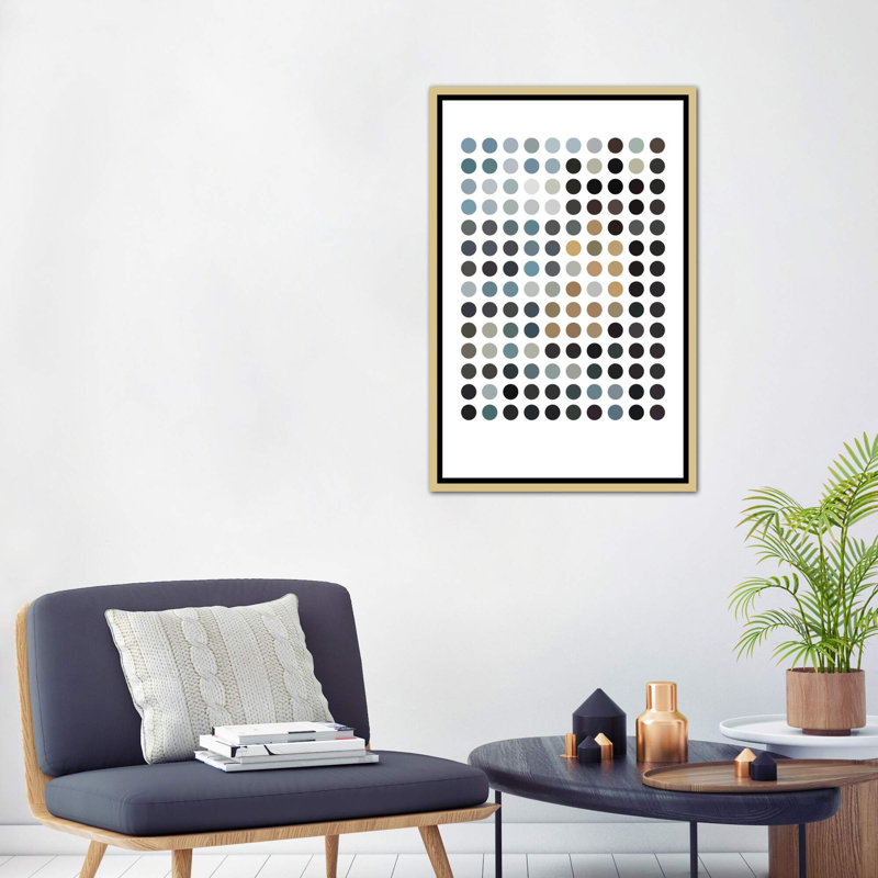 « terrey points »-impression sur l’image, H 60 po x l 40po x P 1,5 po, Toile encadrée d'or