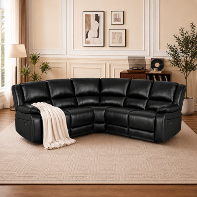 Talley 5 Piece Faux Leather Reclining Sectional with a Drop Down Table Seat
