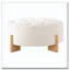 Repose-pieds rond capitonné 32 po avec pieds en bois massif, table basse moderne avec boutons touffetés-313670030
