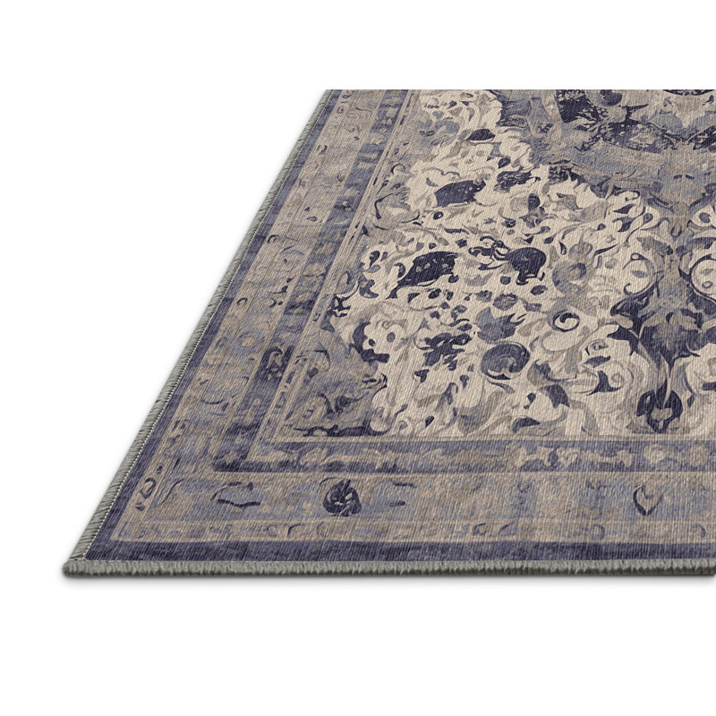 Machine Washable Gray Area Rug, Rectangle 7' x 9'