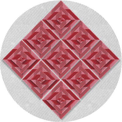 Tapis rouge/vert à motifs