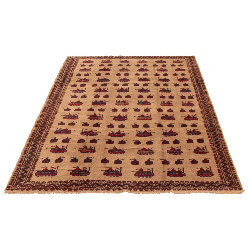 Tapis brun clair Rare War 6 pi 11 po x 9 pi 10 po