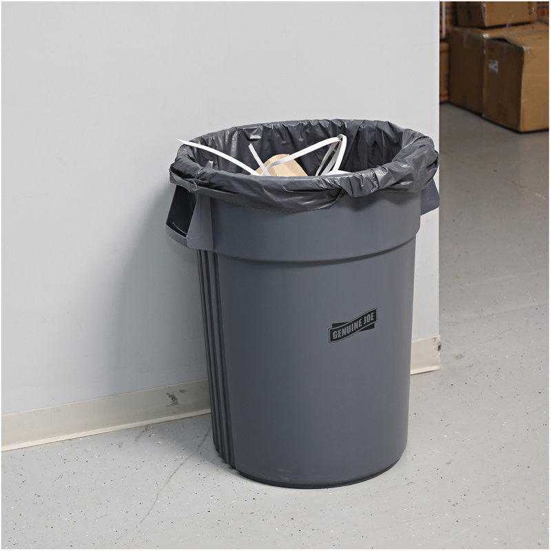 Gray Heavy-Duty Plastic Waste Container with Handles - 44 Gallons