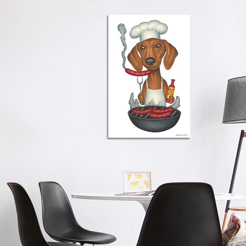 Dachshund Grilling by Danny Gordon - Wrapped Canvas Painting, 101.6 cm H x 66.04 cm W x 3.175 cm D
