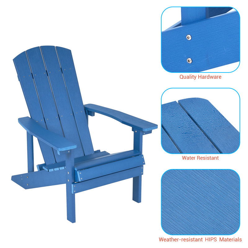 Chaise Adirondack en plastique Lall, Bleu marine